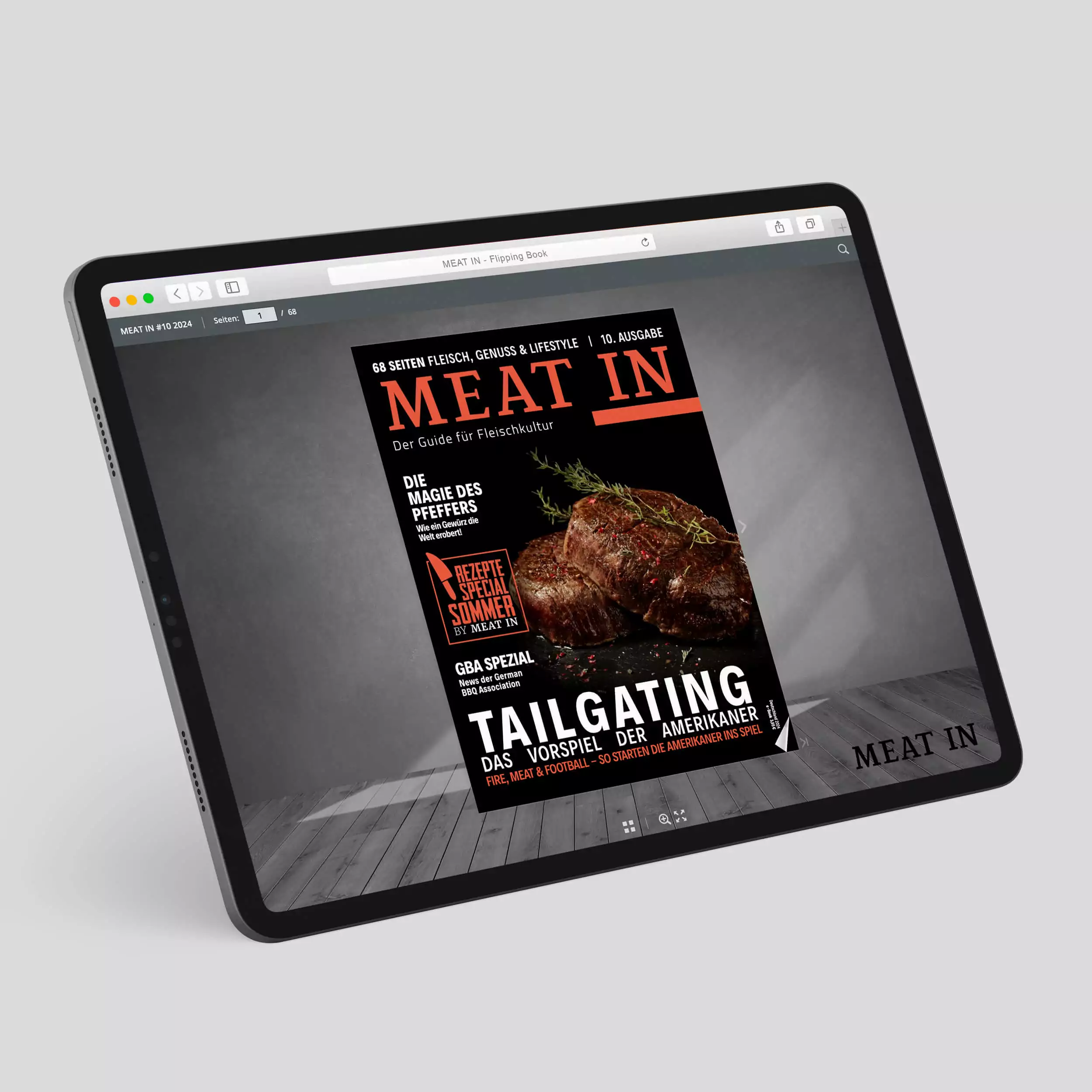 Titelseite von „Meat In“ mit zwei Stück Fleisch
